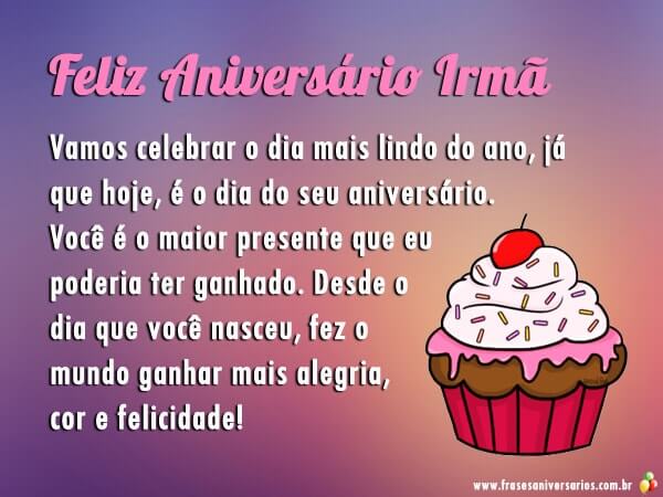 Parabéns e felicidades para irmã