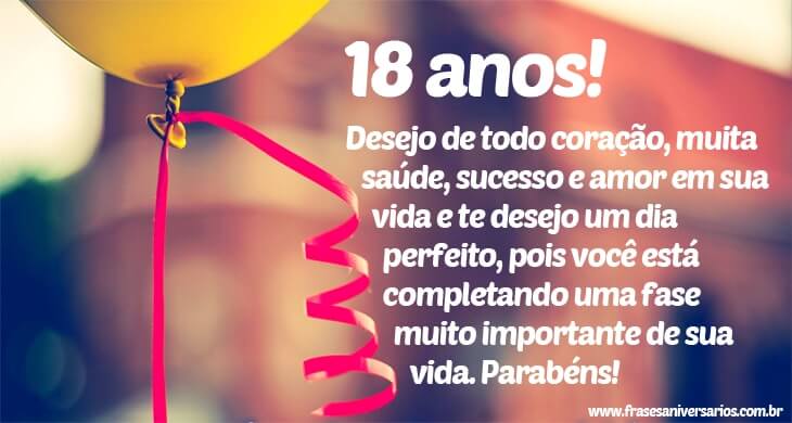 Enfim 18 anos - Frases de Aniversário